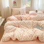 Orange Large Love Pattern Modern Style Bedding Set 4pcs (1 Duvet Cover + 1 Fitted Sheet + 2 Pillowcases)