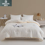 Soft Comforter 1pc Soft Fiber Quilt Core, Light Beige Embroidered Cloud Four Seasons Comforter