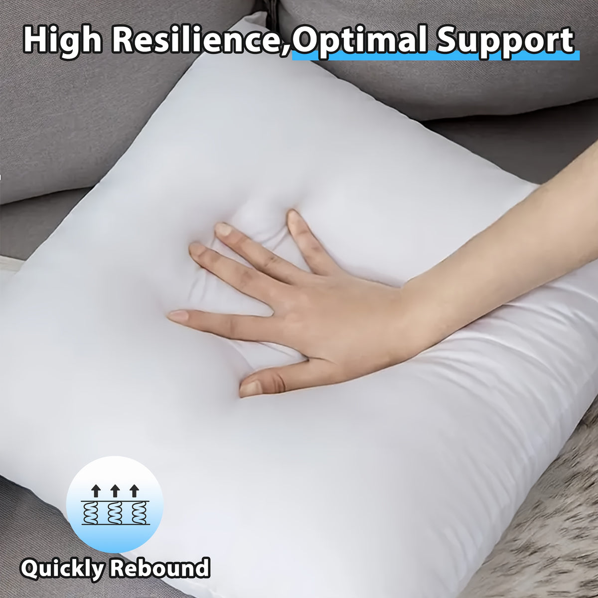 4pcs Fluffy Square Pillow Inserts with Zipper Closure - Plump White Stuffer Cushion Fillings, 100% Polypropylene