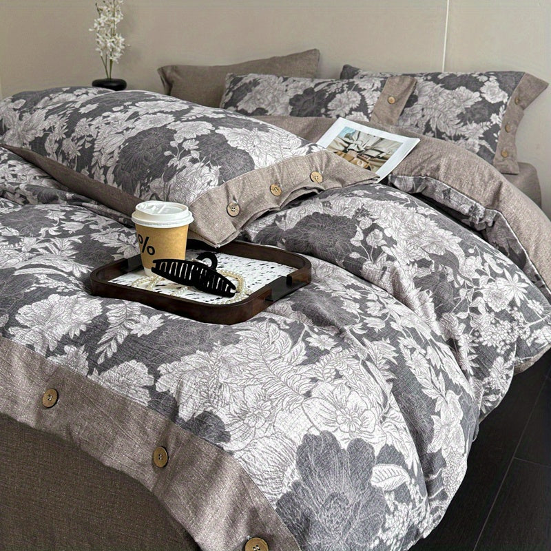 Autumn\u002F Winter New Arrivals A-Class Thickened High GSM Linen Retro Style Double Layer Printed Three-Piece Set and Four-Piece Set