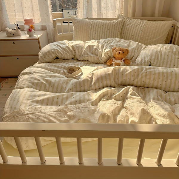 3-4pcs, Three u002FFour-Piece Set Duvet Cover*1+Fitted Sheet*1+Pillowcase*1