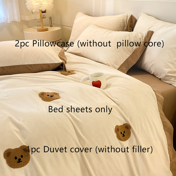 3 u002F4pcs Quilt Cover Set (1*Quilt Cover + 1*Bed Sheet + 1\u002F2*Pillowcase, Coreless)
