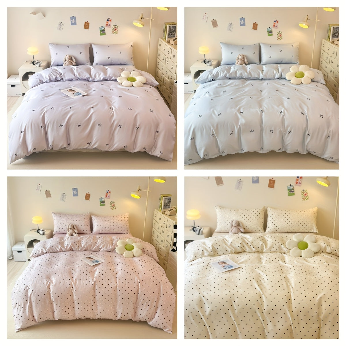 Four-Piece Bedding Set 4pcs, a Four-Piece Set (1 Duvet Cover + 1 Bed Sheet + 2 Pillowcases) Without Filling