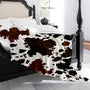 1pc Cowhide-like Cow Spot Print Plush Blanket - Heavy-Duty Brown