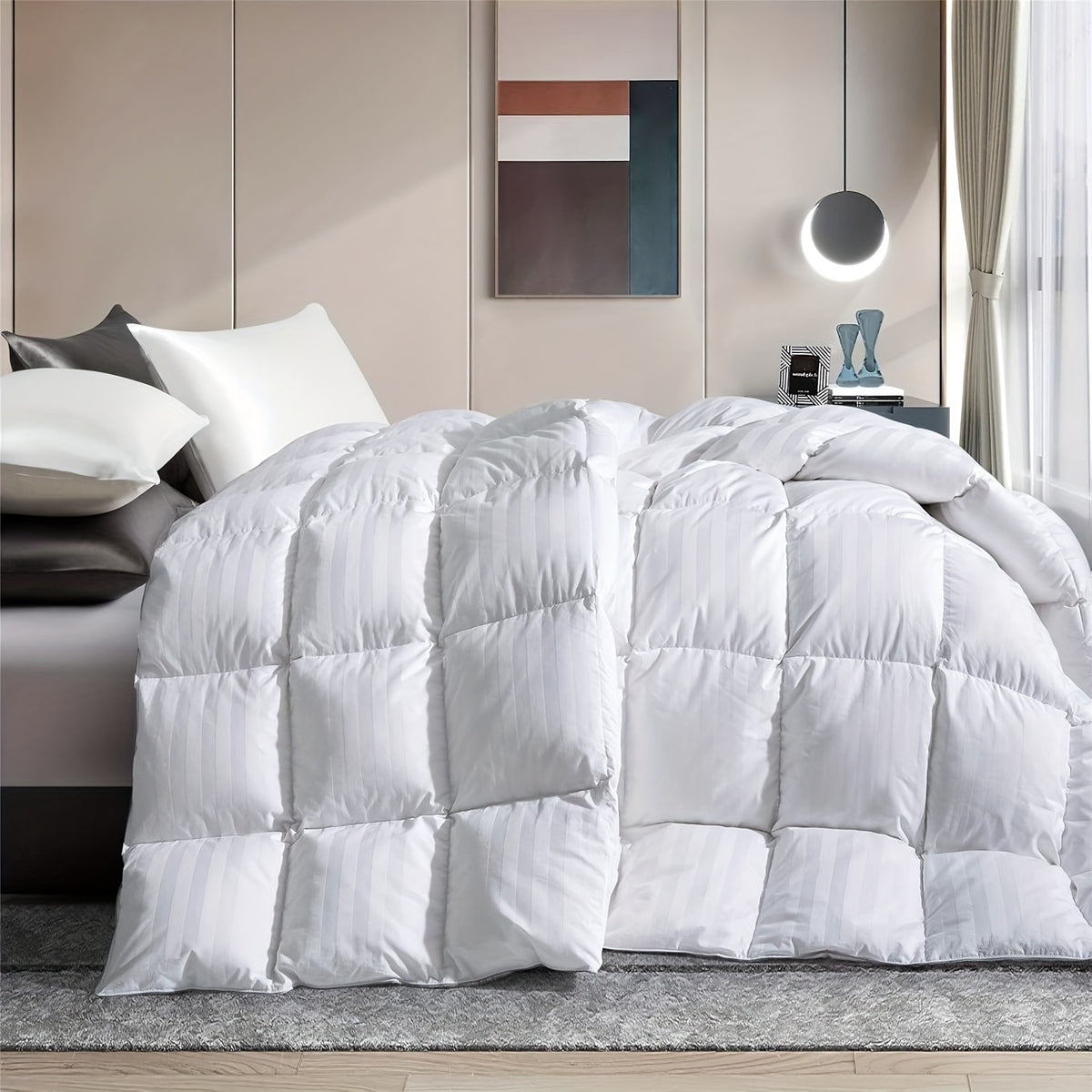 Luxury Hotel Comforter 1pc Luxury Hotel Bed Comforter - King u002FQueen Size All-Season Bedspread with 3D Polyester Fill