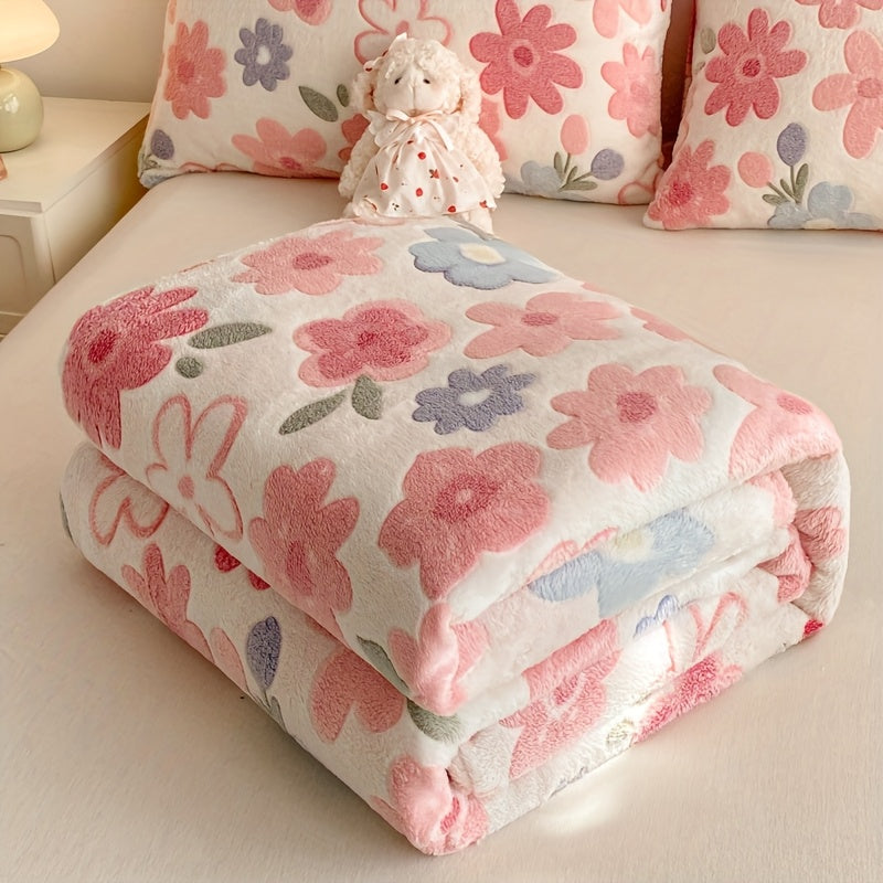 1pc Ultra-Soft Blanket Ultra-Soft 1pc Cartoon Flower Fleece Blanket | Snowflake Velvet All-Season Throw for Camping