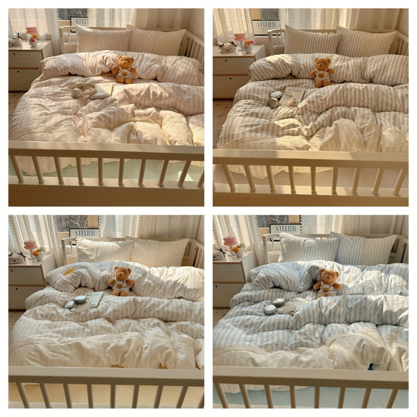 3-4pcs, Three u002FFour-Piece Set Duvet Cover*1+Fitted Sheet*1+Pillowcase*1