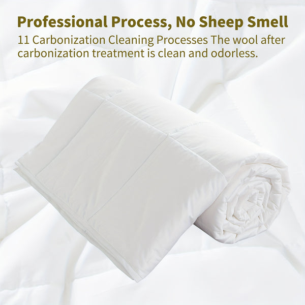 Reversible Luxury Wool Filled Comforter Set, 100% Australian Wool, Quilted Lightweight Summer Duvet Insert