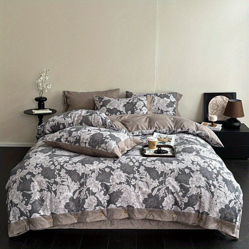 Autumn\u002F Winter New Arrivals A-Class Thickened High GSM Linen Retro Style Double Layer Printed Three-Piece Set and Four-Piece Set