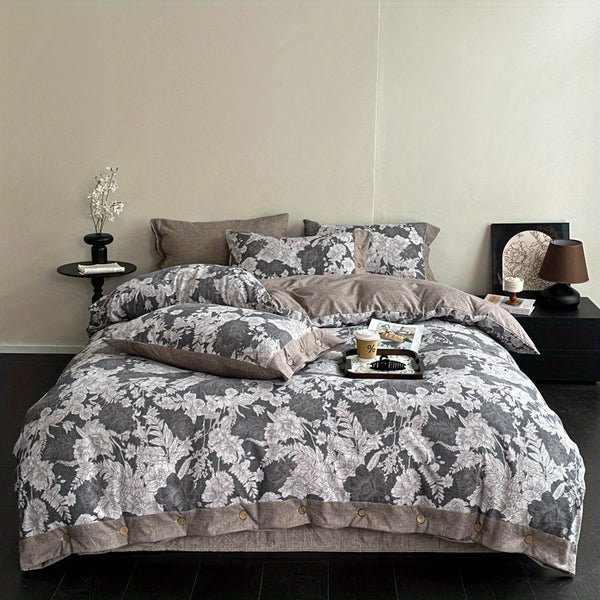 Autumn\u002F Winter New Arrivals A-Class Thickened High GSM Linen Retro Style Double Layer Printed Three-Piece Set and Four-Piece Set