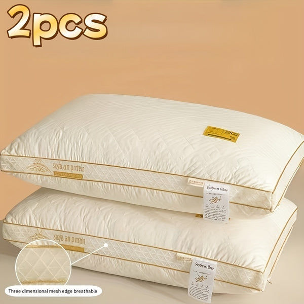 2pcs Soy Fiber 3D Breathable Premium Pillow Core - Adult High Elasticity Pillow - Hotel Standard Pillow