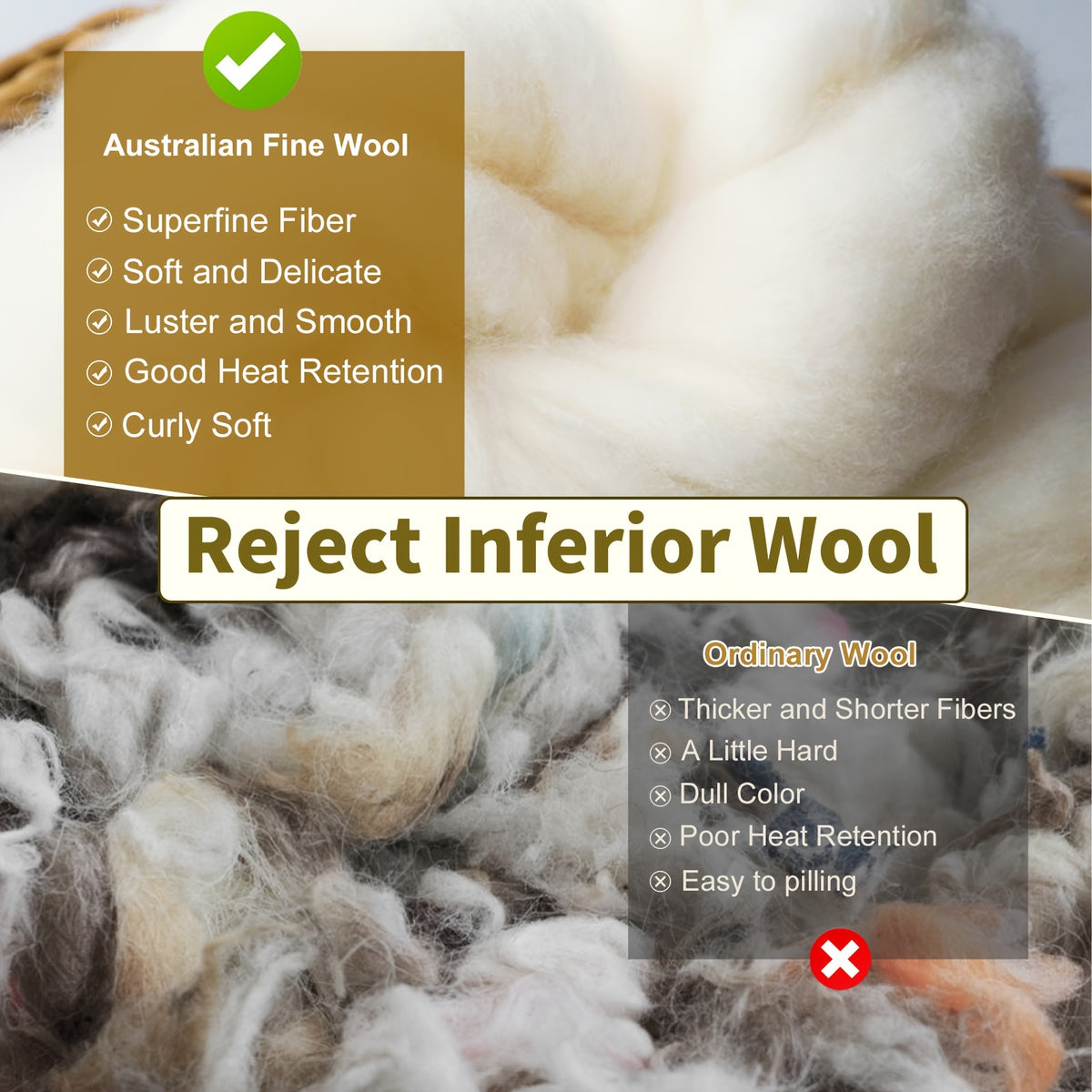 Reversible Luxury Wool Filled Comforter Set, 100% Australian Wool, Quilted Lightweight Summer Duvet Insert