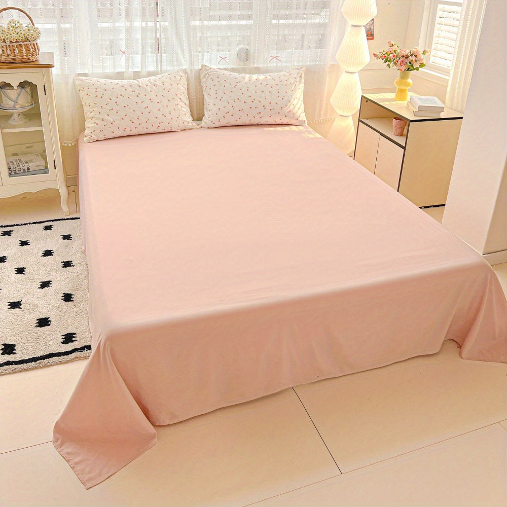 Summer Simple Small Floral Pink Tulip Pattern Sweet Style Bedding Set