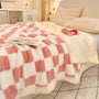 1pc Charming Checkered Plush Fleece Blanket, 400-450g Polyester, All-Season, Knitted