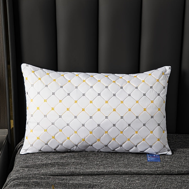 1pc Classic Embroidered Soft Pillow Insert, Hypoallergenic Polyester Fill, Breathable Moisture-Wicking Cover