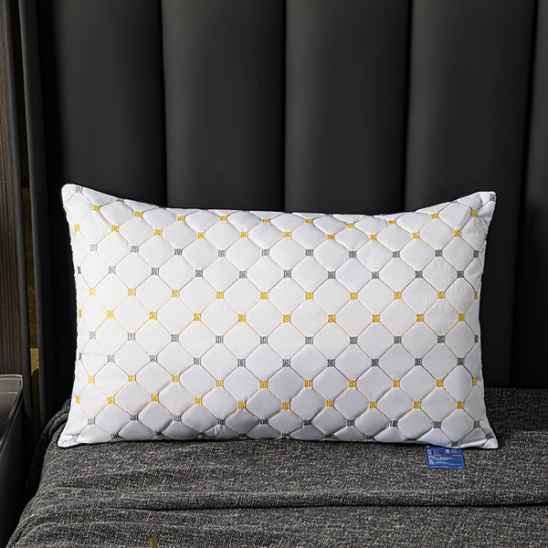 1pc Classic Embroidered Soft Pillow Insert, Hypoallergenic Polyester Fill, Breathable Moisture-Wicking Cover