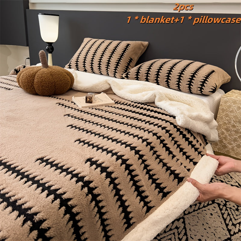 2\u002F3pcs Ultra-Soft Milk Fleece Multi-Functional Blanket Set: 1* Blanket + 1\u002F2* Pillowcase