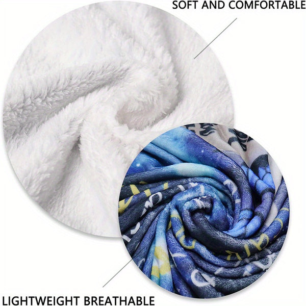 1pc Cozy Personalized Santa Claus Polyester Blanket - Custom Name, All Seasons, Chunky Knit Weave