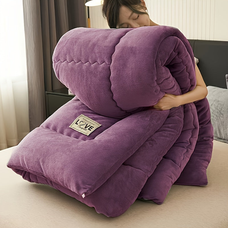 3pcs of violet double-sided milk velvet warm velvet quilt sets, suitable for use in autumn and winter