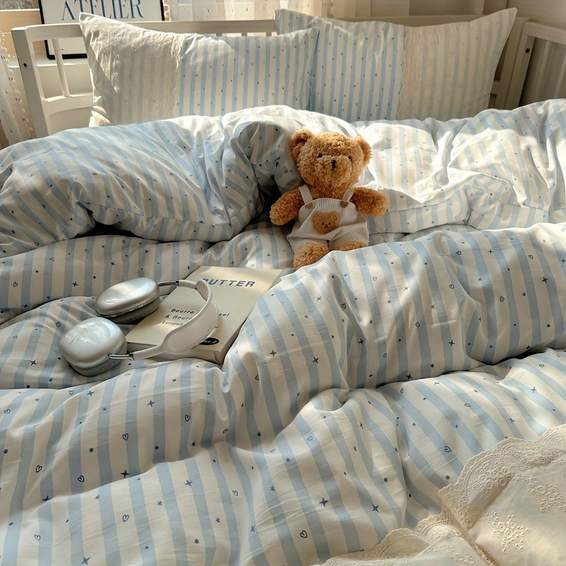 3-4pcs, Three u002FFour-Piece Set Duvet Cover*1+Fitted Sheet*1+Pillowcase*1