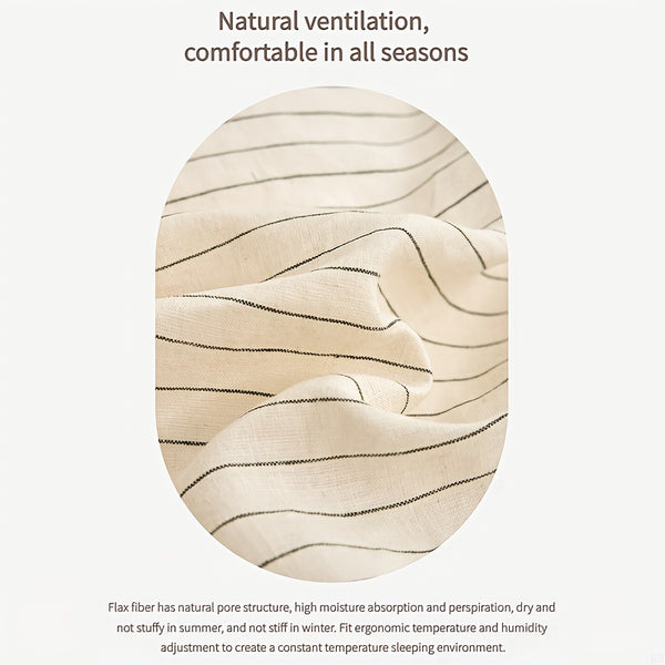 4pcs 100% French Linen Double Bedding Set, 4pcs Set Includes 1 Duvet Cover, 1 Fitted Sheet