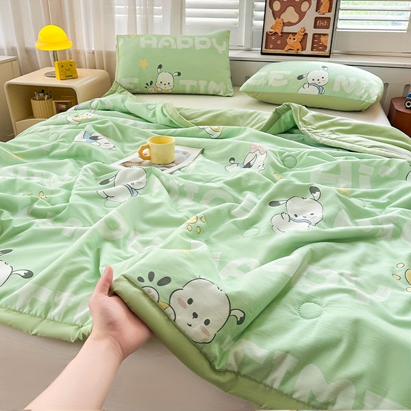Ultra-Soft Four-season Quilt - Lightweight, Breathable & Light Beige-Friendly with Cartoon Print Design for All Seasons Cartoon Blanket
