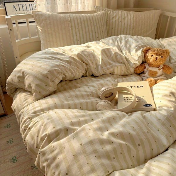 3-4pcs, Three u002FFour-Piece Set Duvet Cover*1+Fitted Sheet*1+Pillowcase*1