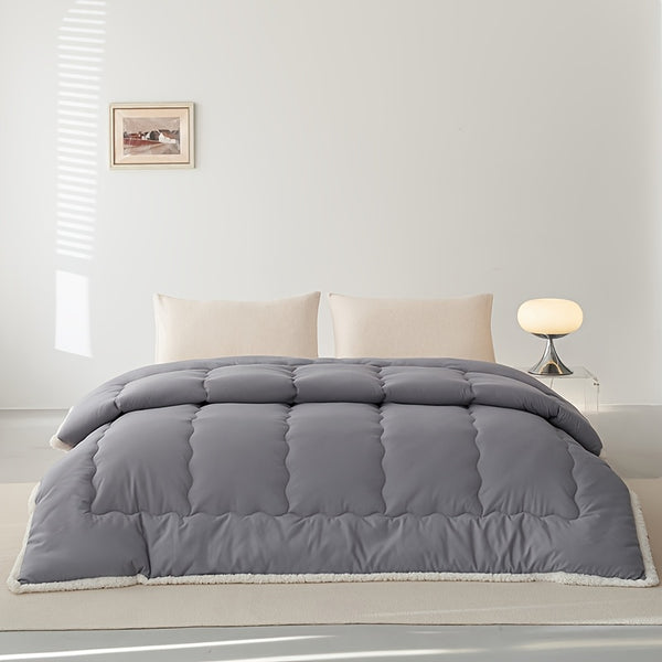 1 Pack All-Season Soft Fabric Quilt Core with 3-Sided Lamb Suede Trim, 100% Polyester Fill