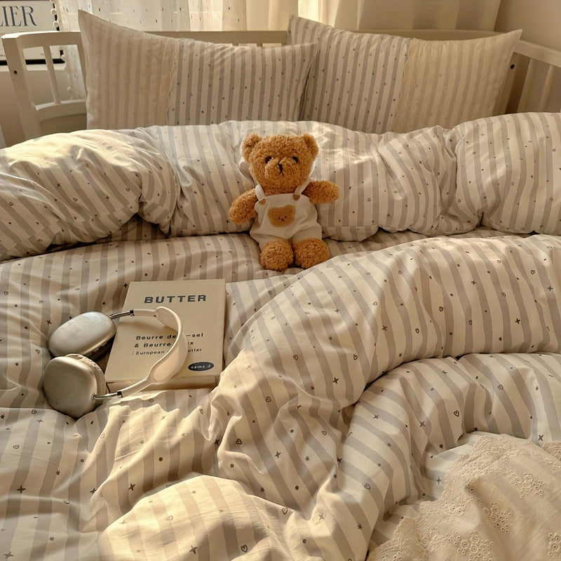 3-4pcs, Three u002FFour-Piece Set Duvet Cover*1+Fitted Sheet*1+Pillowcase*1