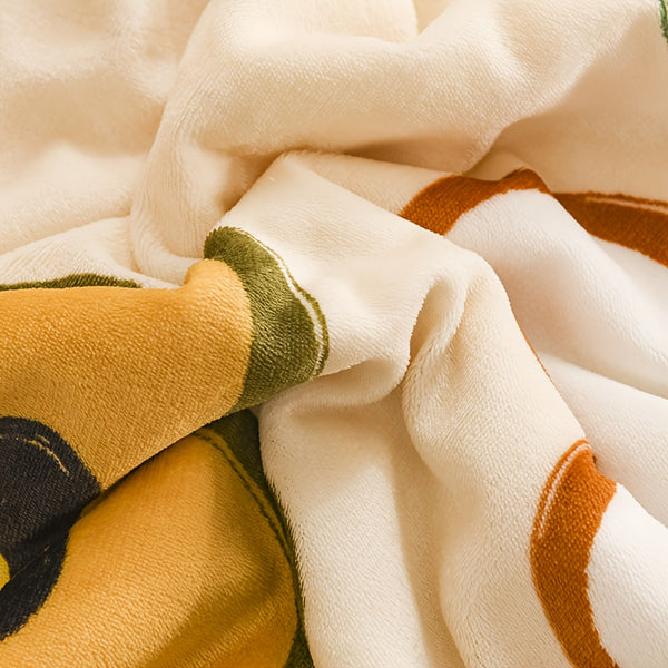 1pc Double-Layer Thickened Milk Fleece Cartoon Blanket, Light Beige-Friendly Warmth, High Weight