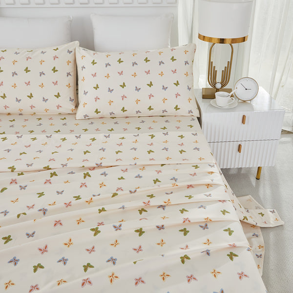 4pcs 600TC 100% Egyptian Cotton Fitted Sheet Set (1*Fitted Sheet+1*Flat Sheet+2*Pillowcase, Without Core)