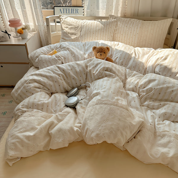 3-4pcs, Three u002FFour-Piece Set Duvet Cover*1+Fitted Sheet*1+Pillowcase*1