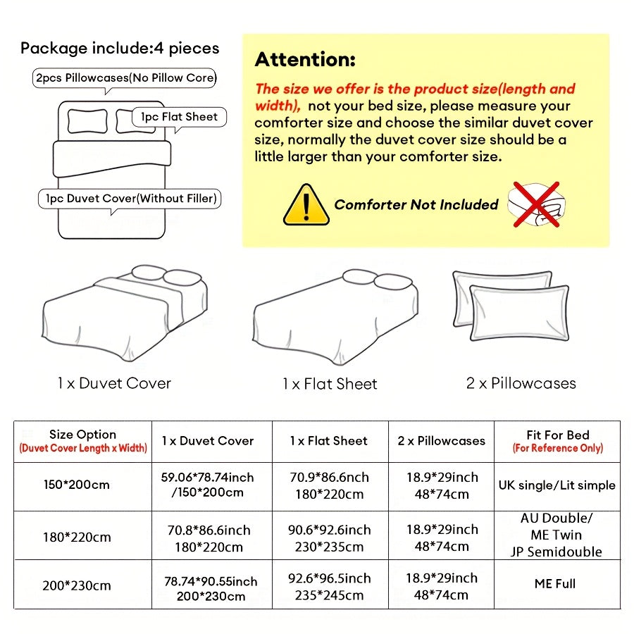 4pcs Bedding Set Japanese Sweet Style Soft Cream Yellow Sweet Healin