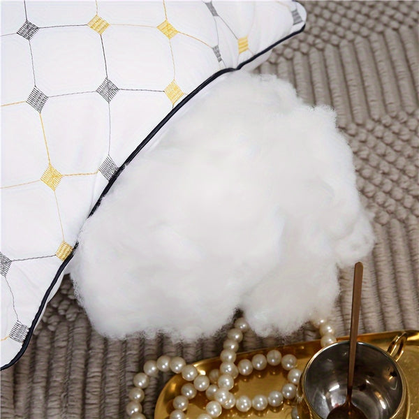 1pc Classic Embroidered Soft Pillow Insert, Hypoallergenic Polyester Fill, Breathable Moisture-Wicking Cover