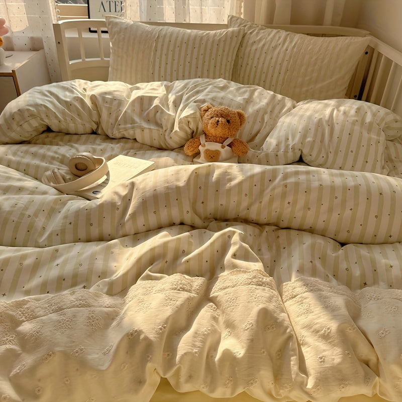 3-4pcs, Three u002FFour-Piece Set Duvet Cover*1+Fitted Sheet*1+Pillowcase*1