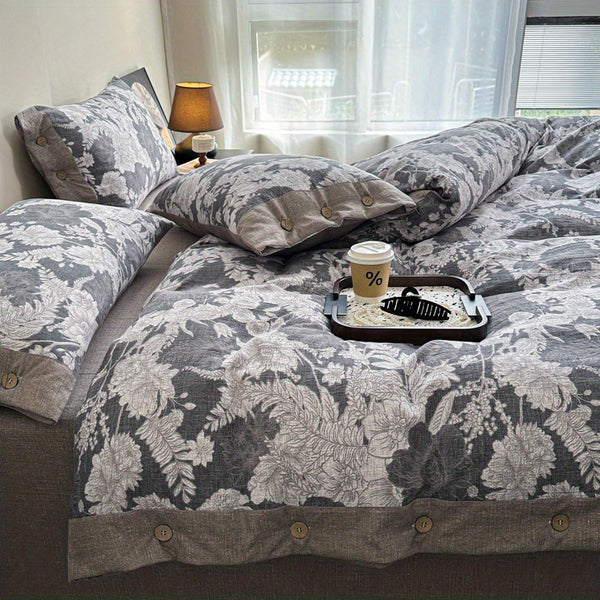 Autumn\u002F Winter New Arrivals A-Class Thickened High GSM Linen Retro Style Double Layer Printed Three-Piece Set and Four-Piece Set