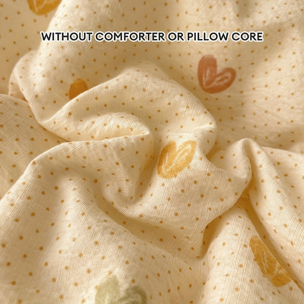 4pcs Bedding Set Japanese Sweet Style Soft Cream Yellow Sweet Healin