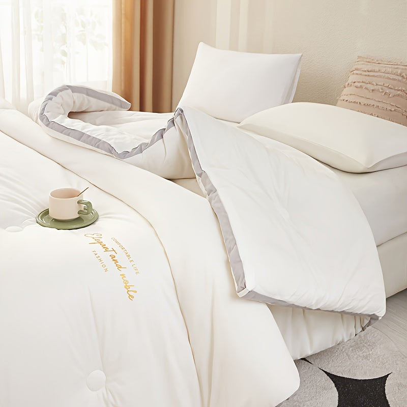 1pc, Solid Color Patchwork Quilt Insert, 100% A-Grade Standard Comfortable & Breathability for All Seasons