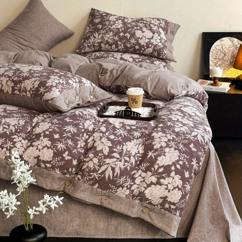 Autumn\u002F Winter New Arrivals A-Class Thickened High GSM Linen Retro Style Double Layer Printed Three-Piece Set and Four-Piece Set