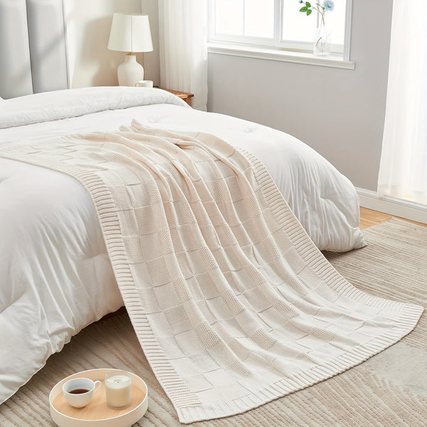 Vibrant Orange Blanket Vibrant Orange Nordic Style Grid-Pattern Blanket | Machine Washable Cozy Home Decor