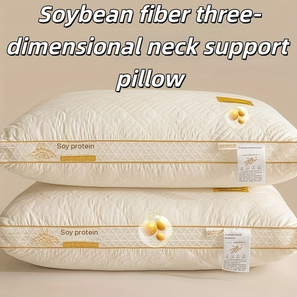 2pcs Soy Fiber 3D Breathable Premium Pillow Core - Adult High Elasticity Pillow - Hotel Standard Pillow