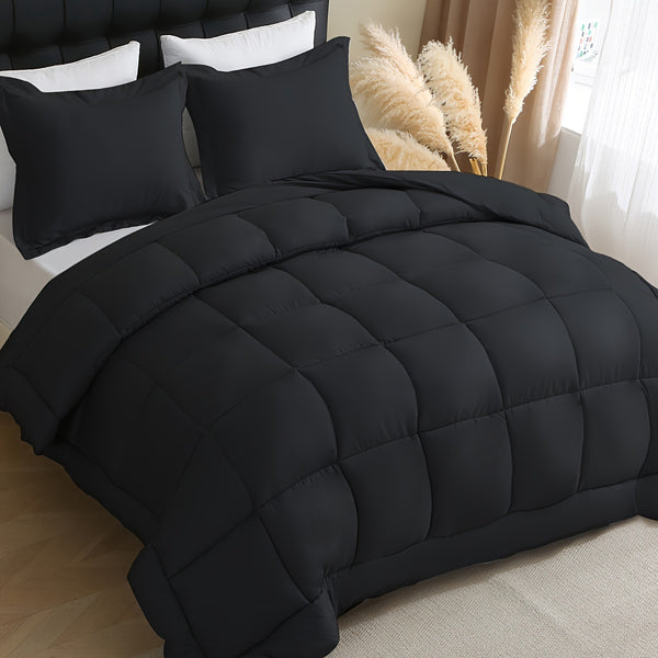 Heavyweight All-season Polyester Comforter Set - 2 u002F3 Pieces Quilted Duvet Insert with Soft Microfiber Filling