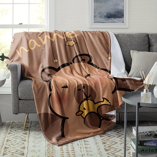 Customizable Capybara Blanket 1pc Soft & Cozy Customizable Capybara Flannel Blanket - Personalized Name Option