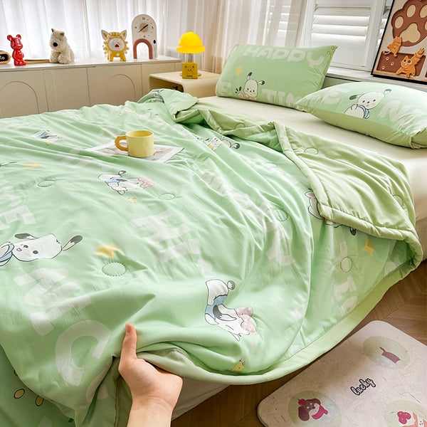 Ultra-Soft Four-season Quilt - Lightweight, Breathable & Light Beige-Friendly with Cartoon Print Design for All Seasons Cartoon Blanket