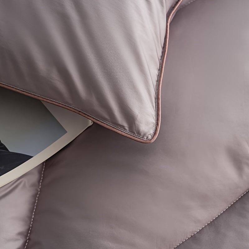 1pc Soft & Cozy All-Season Quilted Duvet Insert - Light Gray, Dual-Sided, Machine Washable