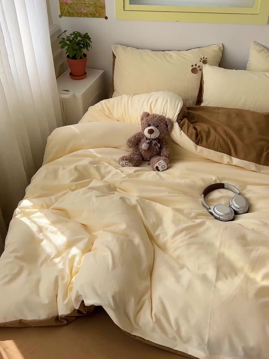 Adorable Teddy Bear Towel Ultra-Soft And Cozy Bedding Set, Including 1 Duvet Cover