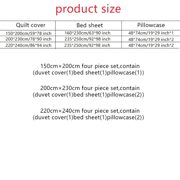 3 u002F4pcs Quilt Cover Set (1*Quilt Cover + 1*Bed Sheet + 1\u002F2*Pillowcase, Coreless)