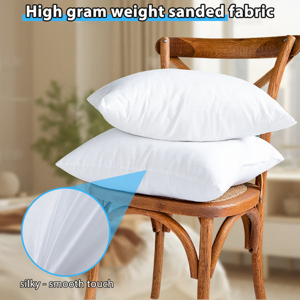 4pcs Fluffy Square Pillow Inserts with Zipper Closure - Plump White Stuffer Cushion Fillings, 100% Polypropylene