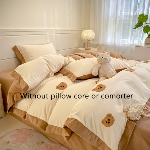 3 u002F4pcs Quilt Cover Set (1*Quilt Cover + 1*Bed Sheet + 1\u002F2*Pillowcase, Coreless)