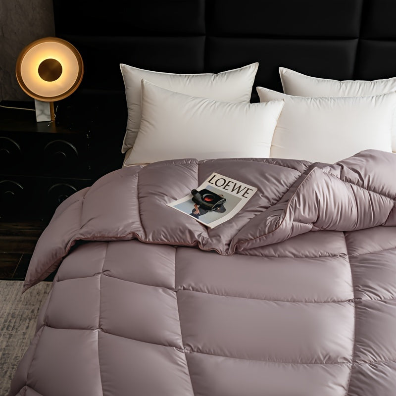 1pc Soft & Cozy All-Season Quilted Duvet Insert - Light Gray, Dual-Sided, Machine Washable